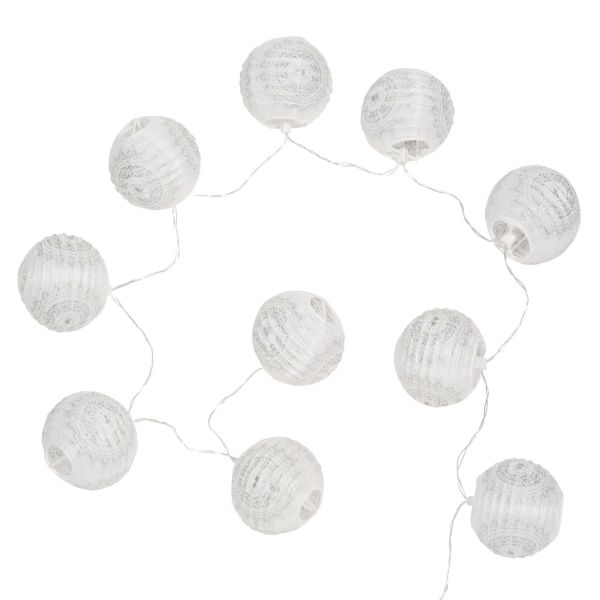 Guirlande lumineuse en papier blanc imprimé L.190cm MANDALA
