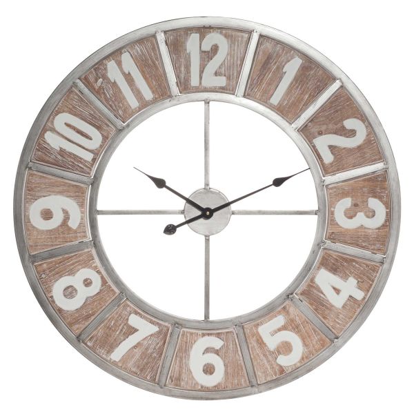 Horloge en métal effet blanchi D.80 CLECY