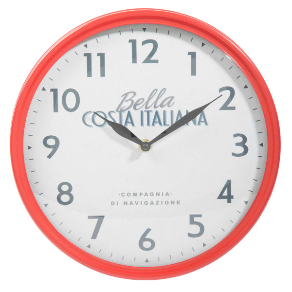Horloge en métal rouge D 28 cm COSTA