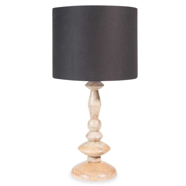 Lampe en bois avec abat-jour noir H 50 cm ALISHA