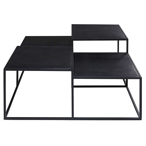 Mesa baja con 4 tableros de metal negro Edison | Maisons du Monde