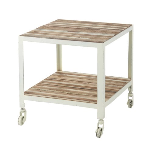 Metal side table on castors in white W 45cm Mistral Maisons du Monde