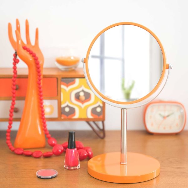 Miroir à poser en métal orange H 33 cm POP