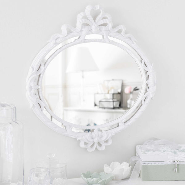 Miroir en bois blanc H 52 cm SERRAGLIO