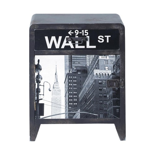 Nachttisch im Industrial-Stil aus Holz mit Schublade, B 42 cm, grau