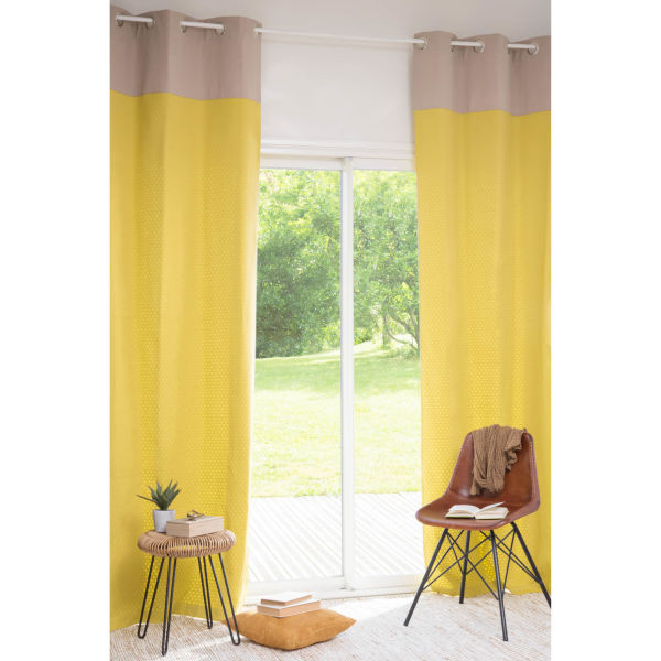 Rideau à œillets en coton jaune 105 x 270 cm WENGE