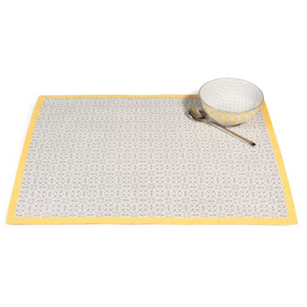 Set de table en coton gris/jaune 33 x 45 cm VIZELA