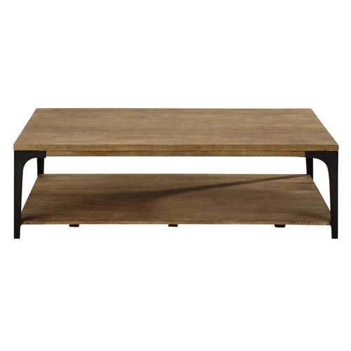 Solid mango wood and metal coffee table W 130cm Metropolis Maisons du
