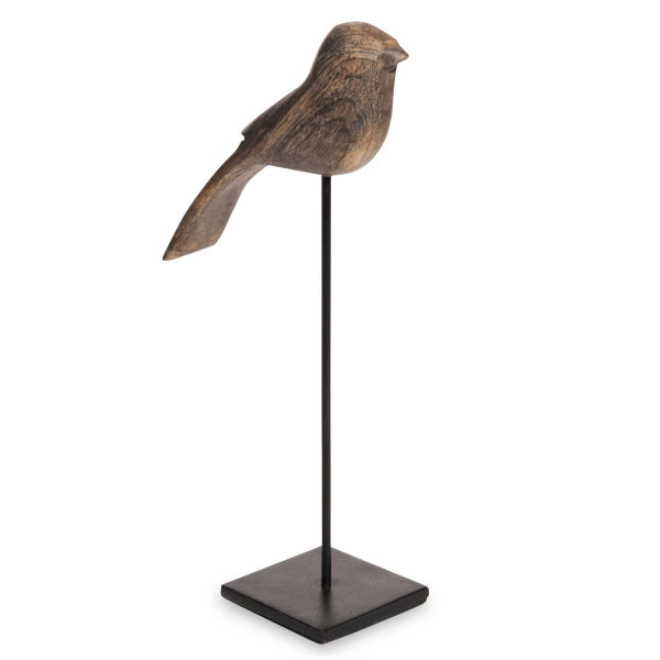 Statue oiseau sur pied en métal H.24cm AMARANTE