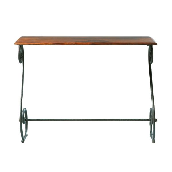 Table console en fer forgé et bois de sheesham massif L 100 cm Luberon