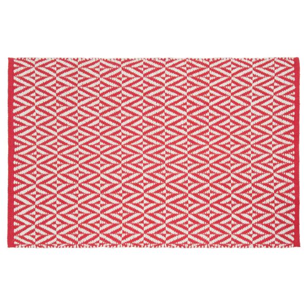 Tapis en coton rouge 60 x 90 cm PALMAROLA