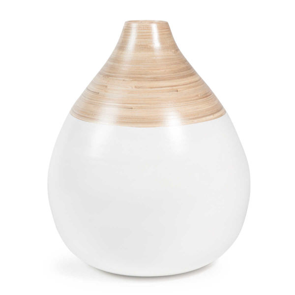 Vase en bambou blanc H 30 cm VINTAGE