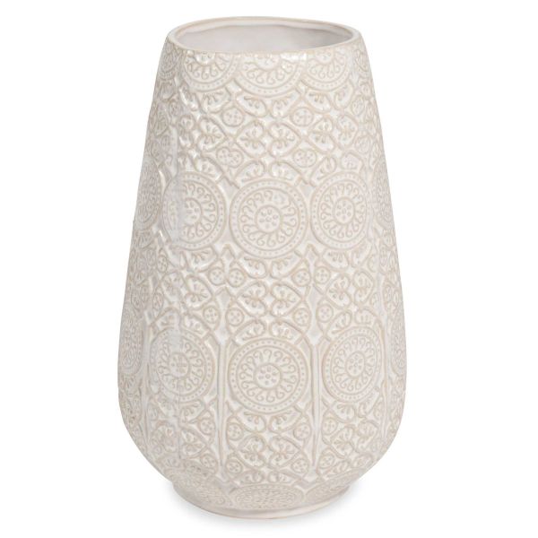 Vase en céramique blanche à motifs H.31cm FLEURETTE