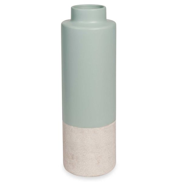 Vase en céramique bleue et aspect ciment H.41cm DUO