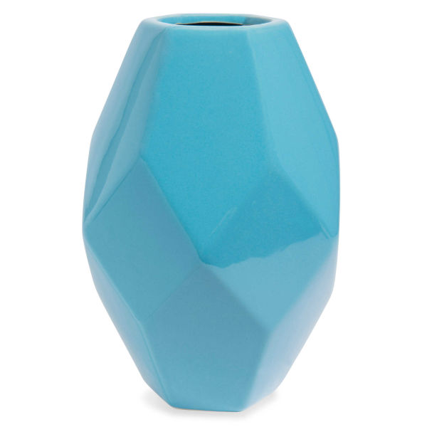 Vase en céramique bleue H 21 cm ORIGAMI