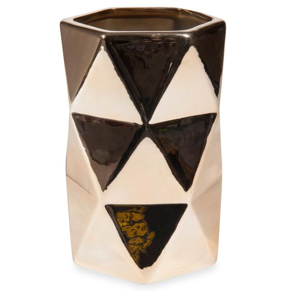 Vase en céramique dorée H 19 cm FACETTE