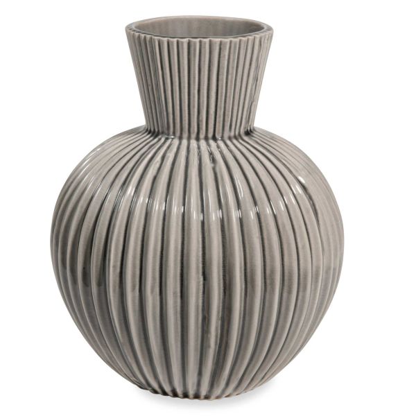 Vase en céramique grise H.24cm STRIE