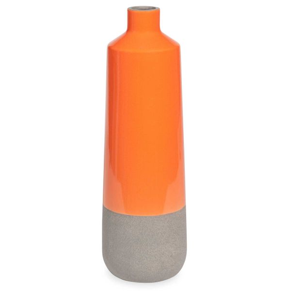Vase en grès orange et gris H.32cm