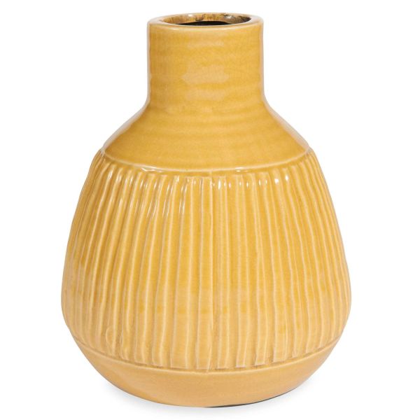 Vase en porcelaine jaune H 23 cm OCÉAN