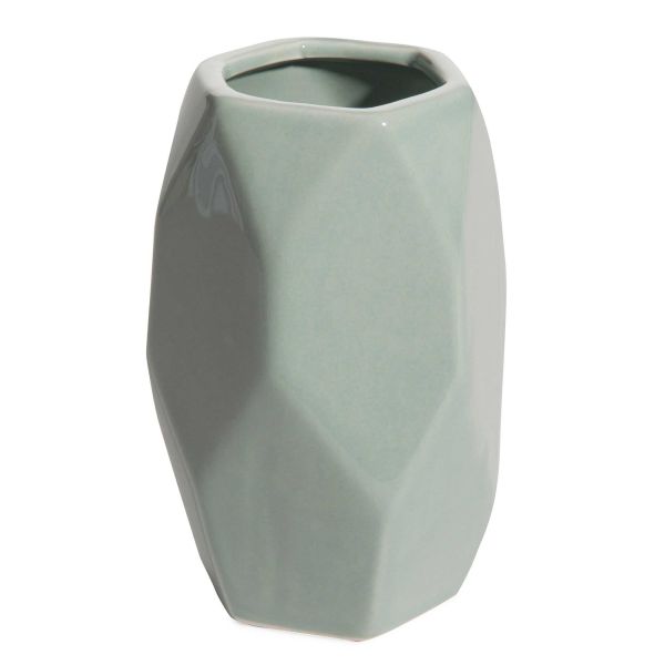 Vase graphique en céramique bleu clair H.15cm FACETTE