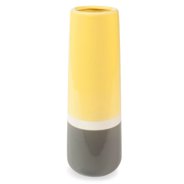 Vase haut en grès jaune/gris H 30 cm YELLOW