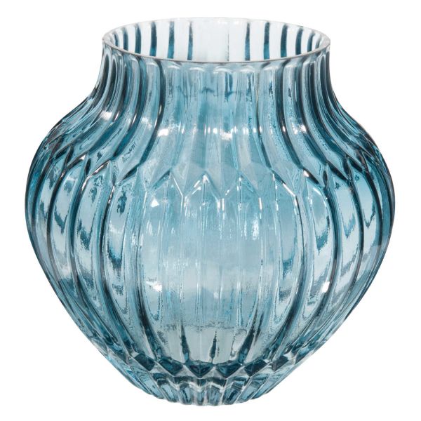 Vase origami en verre bleu H.17cm ESCALE