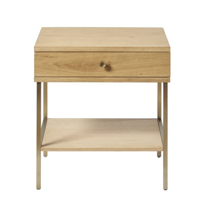 1 Drawer Bedside Table With Brass Metal Legs Karla Maisons Du Monde
