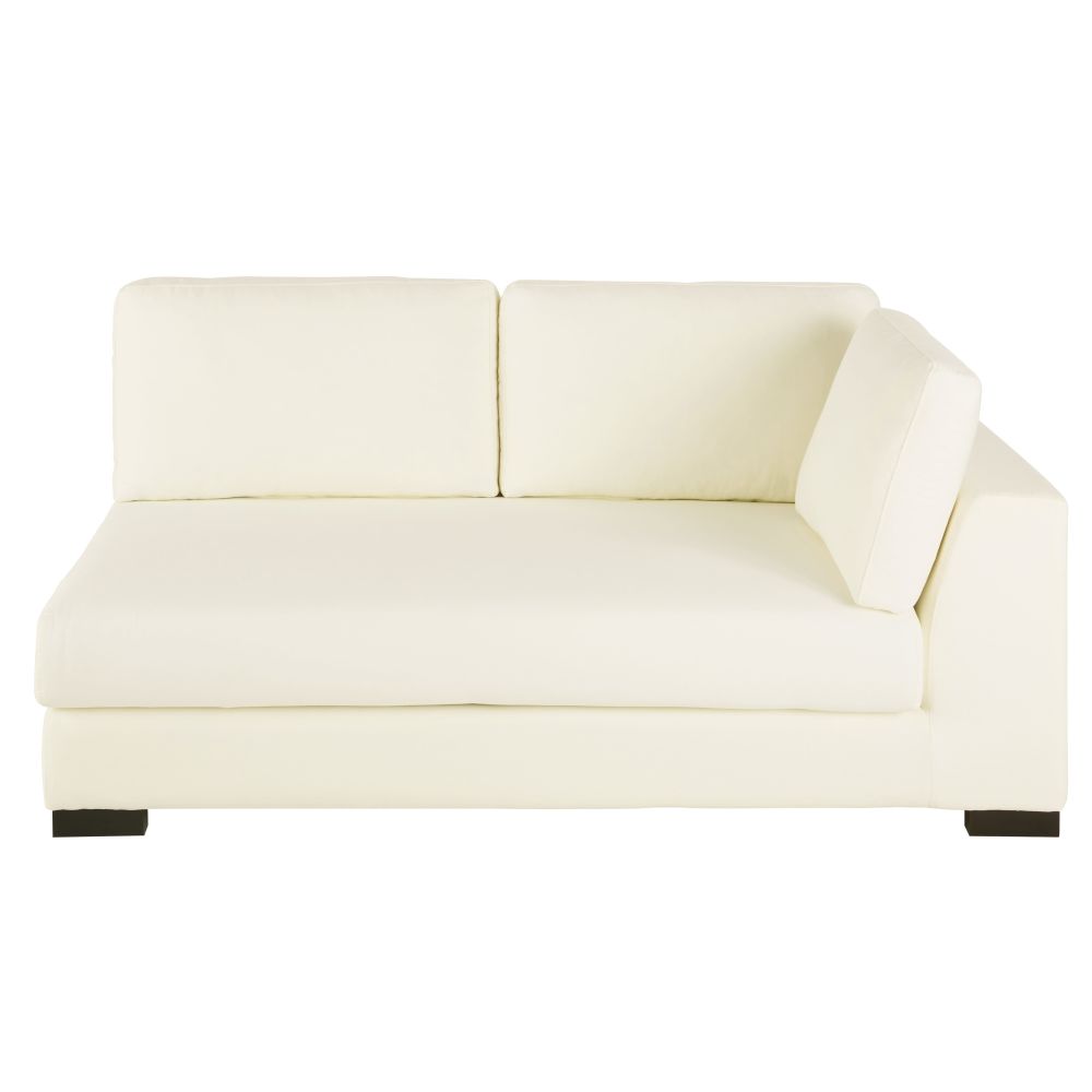 2-Sitzer-Sofamodul mit Armlehne rechts mit elfenbeinfarbenem Baumwollbezug Terence