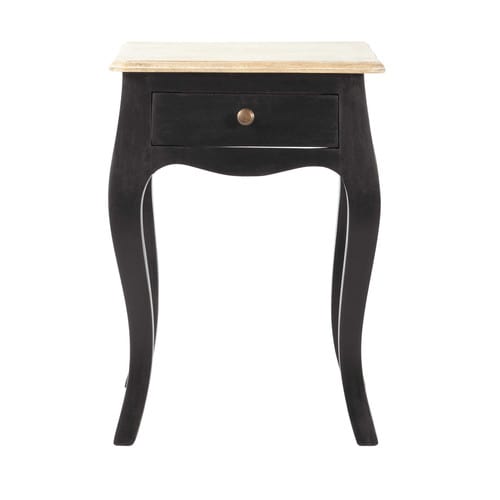 black Mango bedside table with drawer Versailles Maisons du Monde