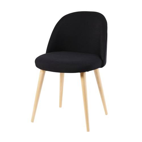 Black Vintage Chair with Solid Birch Mauricette Maisons du Monde