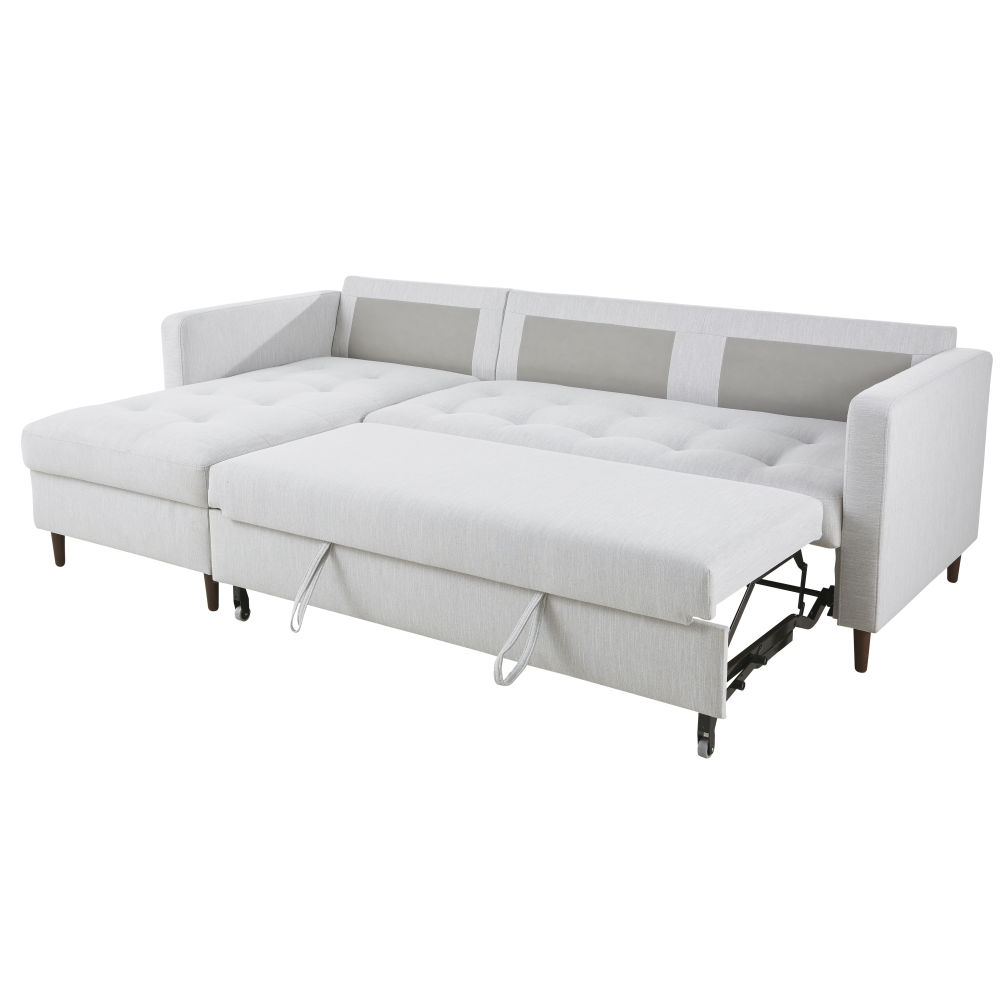 OLIVIA - Canapé convertible angle 4 places - Tissu velours  bleu - Vue supplémentaire 2