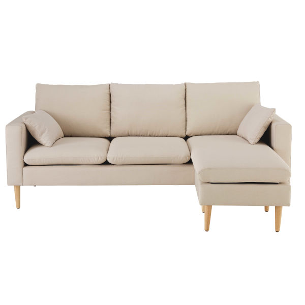 Canapé d'angle modulable 3/4 places en tissu beige Joey