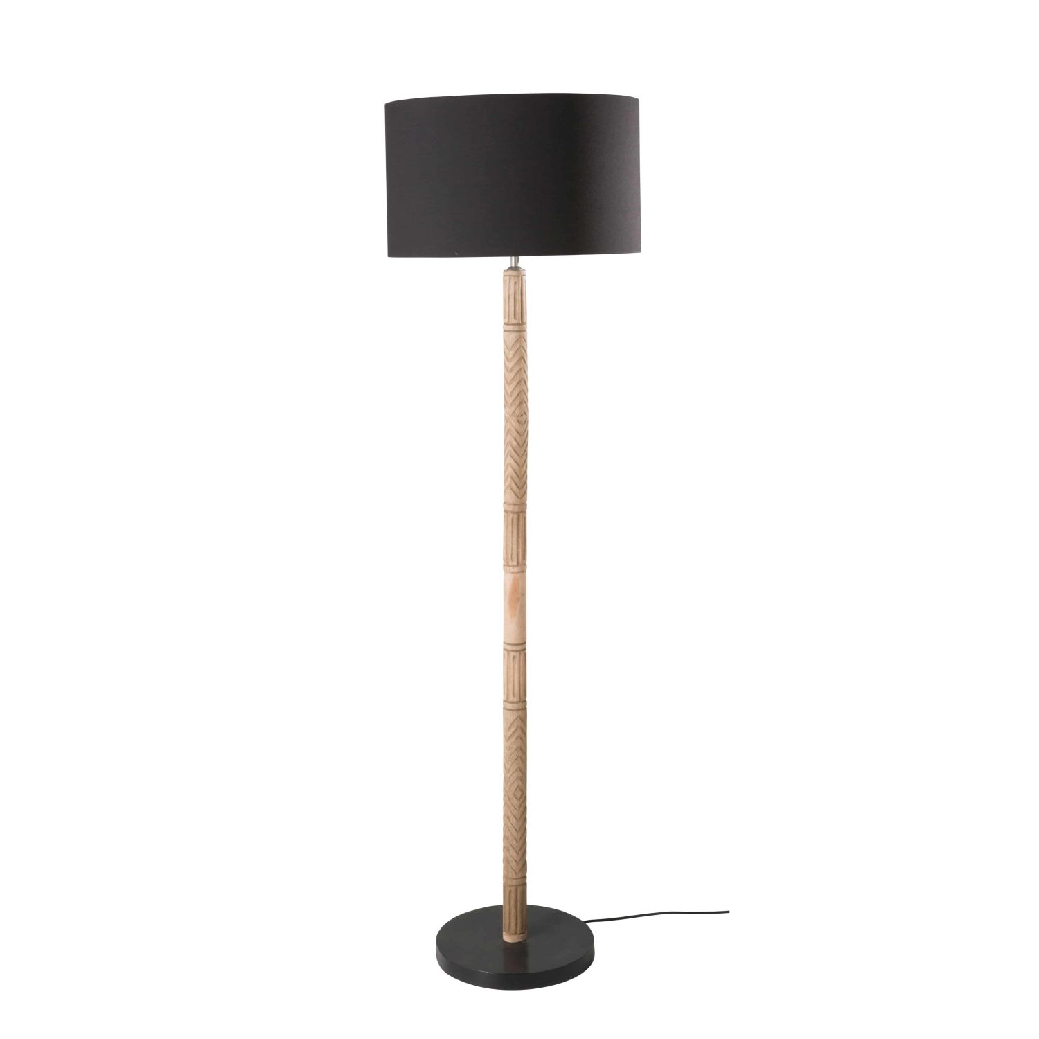 Carved Mango Wood Floor Lamp H 163 Maisons du Monde