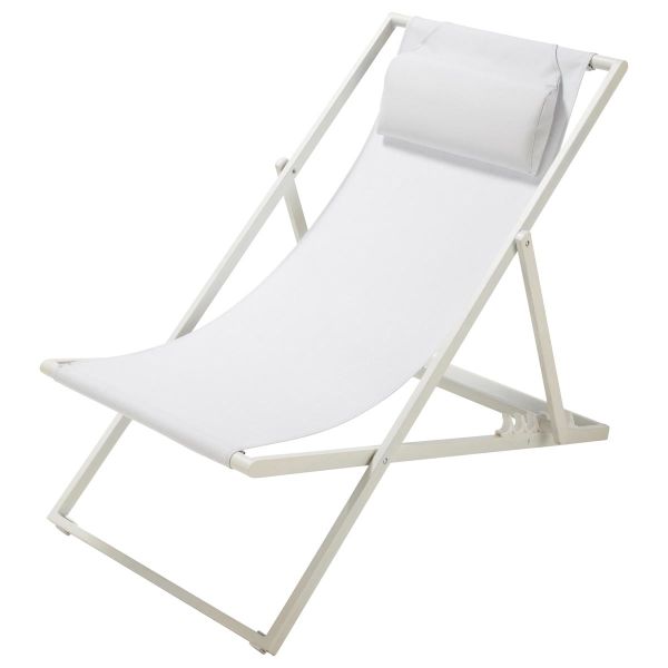 Chaise longue / chilienne pliante en métal blanche L 104 cm Split