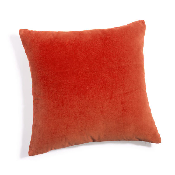 Coussin en velours rouge paprika 45 x 45 cm