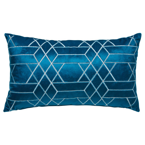 Coussin motifs graphiques bleu canard 30x50cm ZOLA