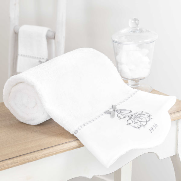Serviette de bain en coton blanc 100 x 150 cm SIÈCLE