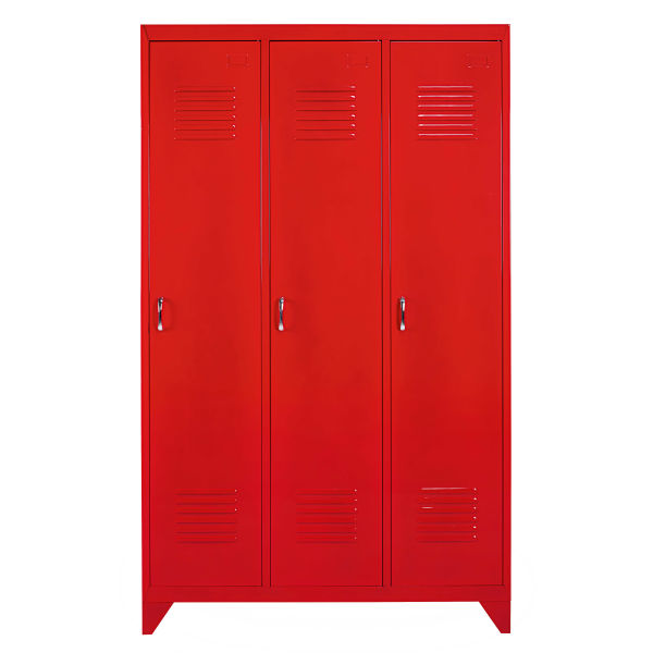 Dressing indus 3 portes en métal rouge Loft