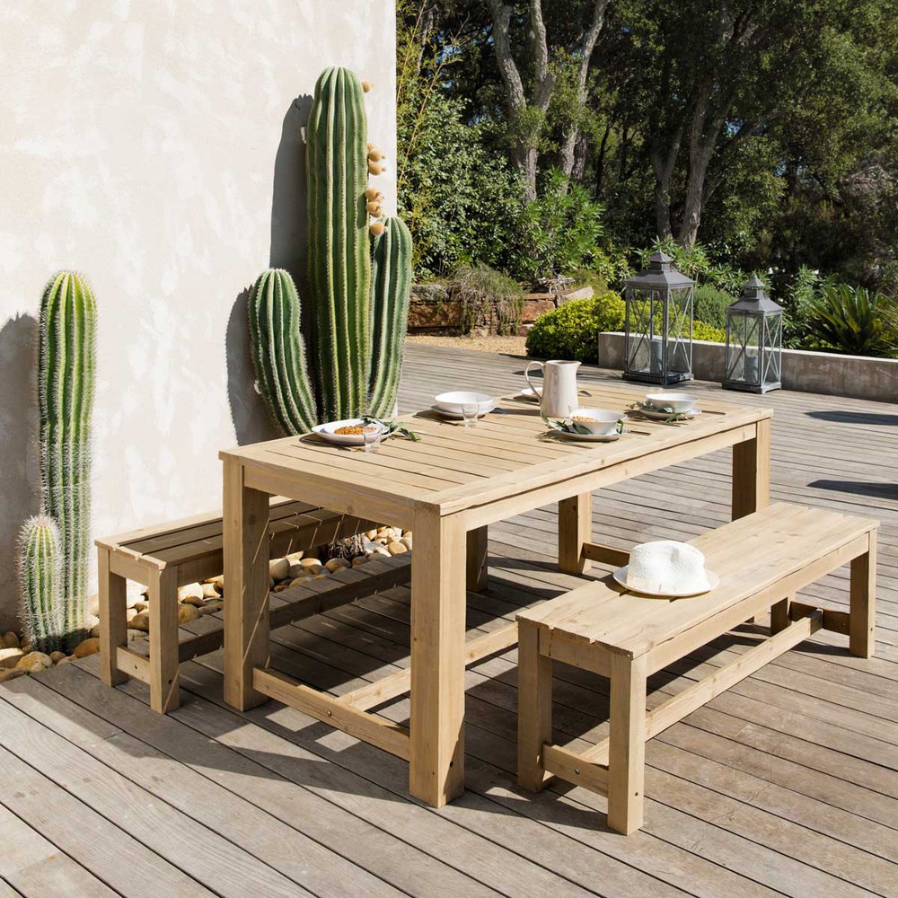 gartentisch mit zwei bänken