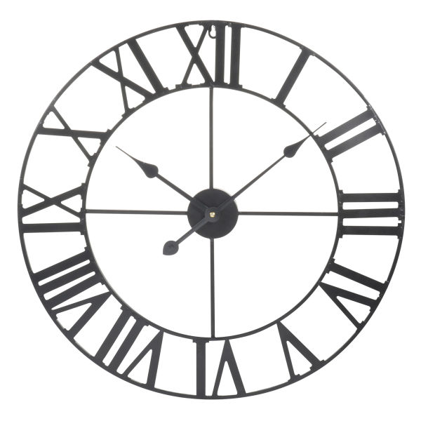 Horloge en métal noire D 60 cm MÉCANO