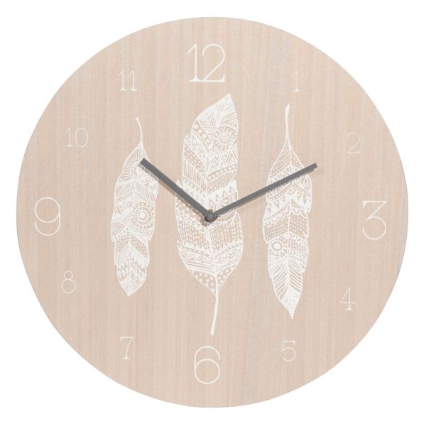 Horloge imprimée D.40cm WHITE FEATHERS