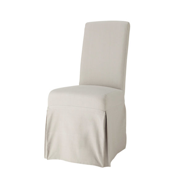 Housse longue de chaise en coton gris clair Margaux