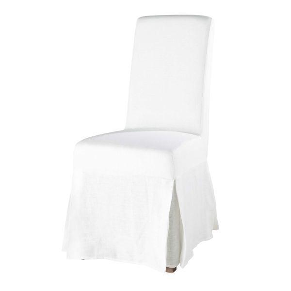Housse longue de chaise en lin lavé blanche Margaux
