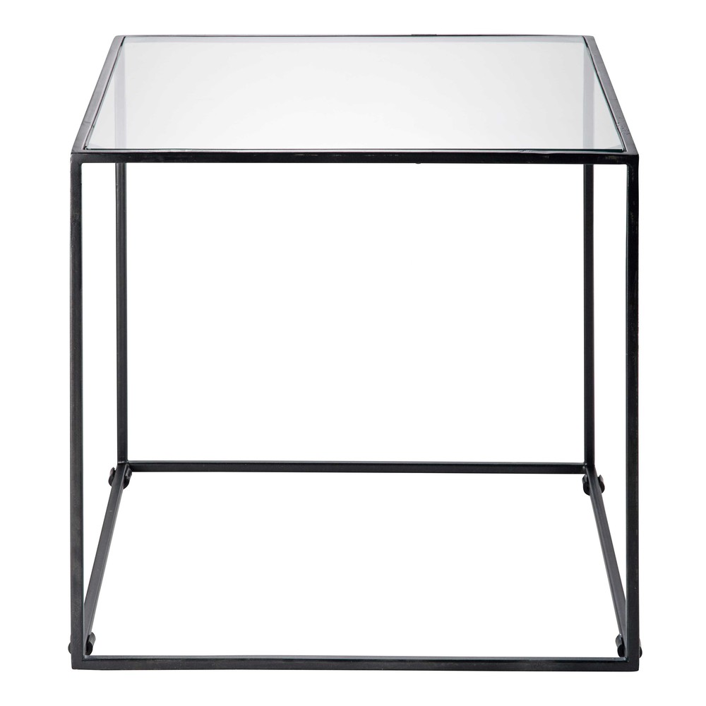 black metal and tempered glass end table Isma Maisons du Monde