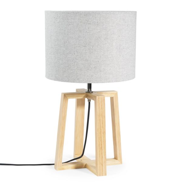 Lampe en bois et tissu gris H 44 cm HEDMARK