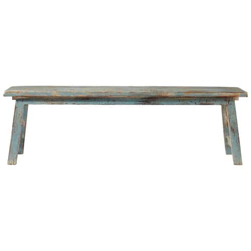 Mango wood bench in grey blue with distressed finish W 150cm Avignon