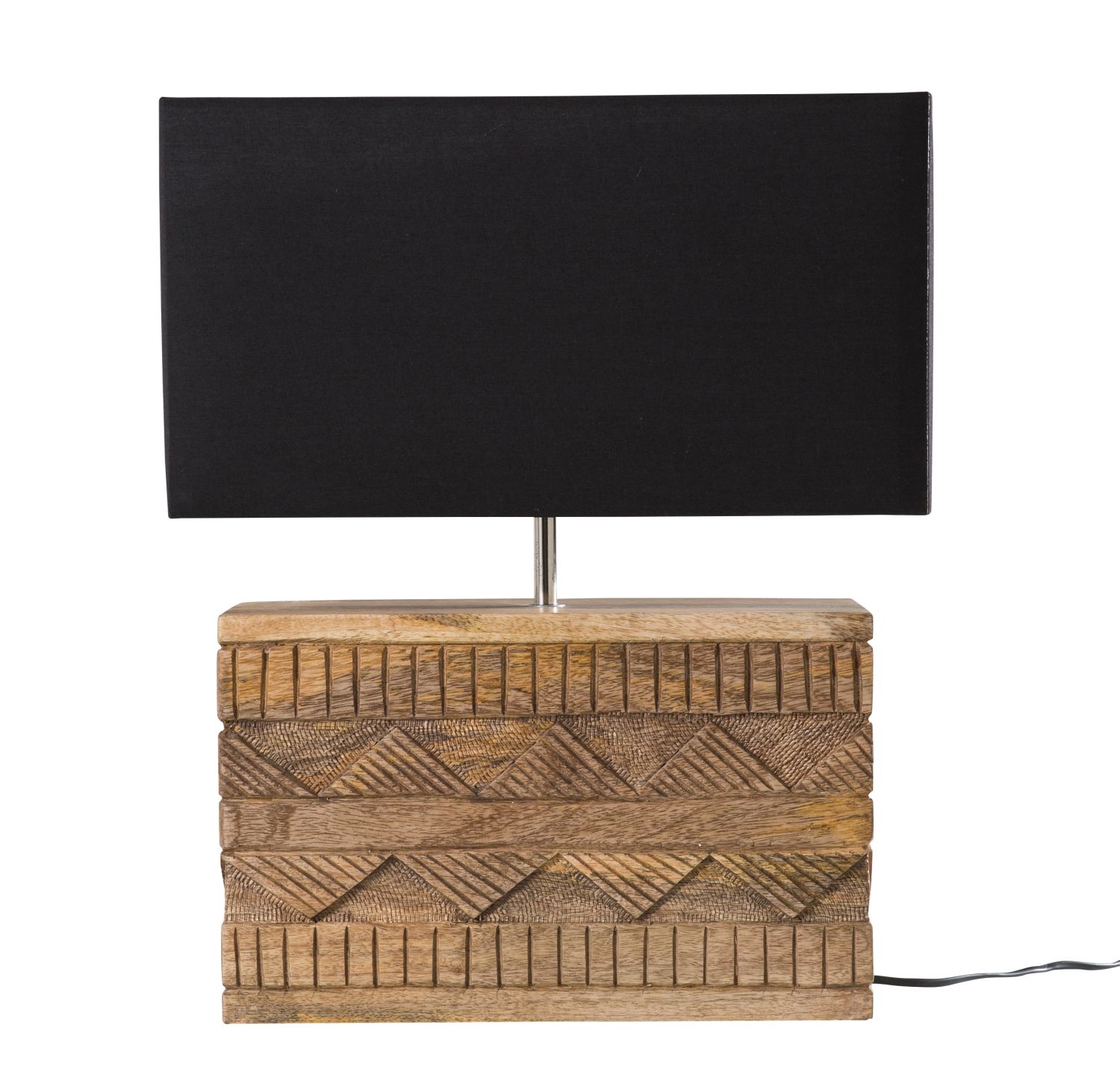 Mango Wood Lamp with Black Shade Nomade Maisons du Monde