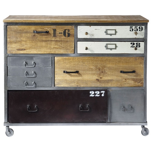 Metal drawer chest on castors W 120cm Lazare Maisons du Monde