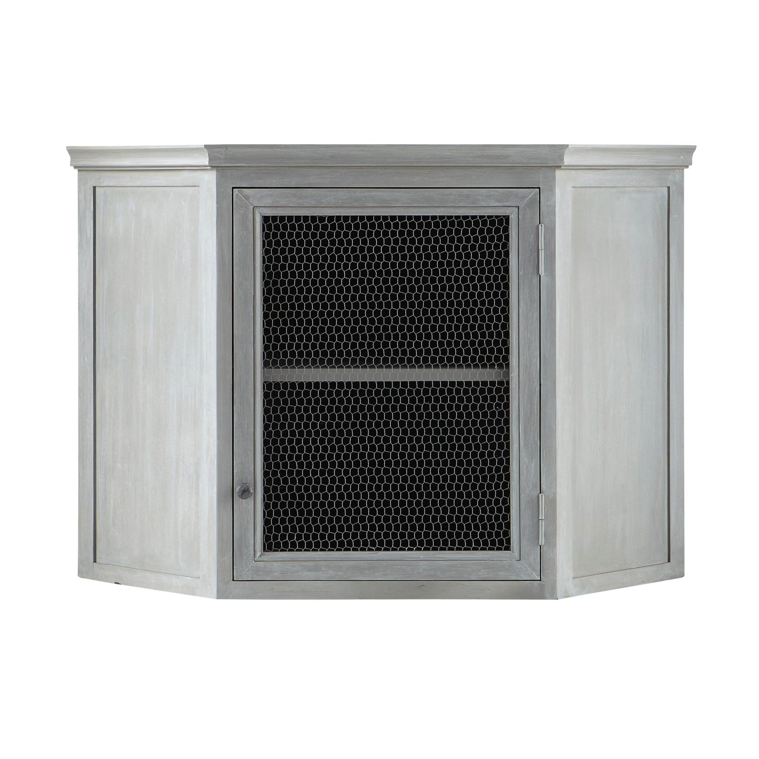 Meuble haut d'angle de cuisine en bois d'acacia gris L 76 cm Maisons