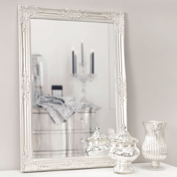 Miroir en pin et paulownia argenté H 104 cm ENZO